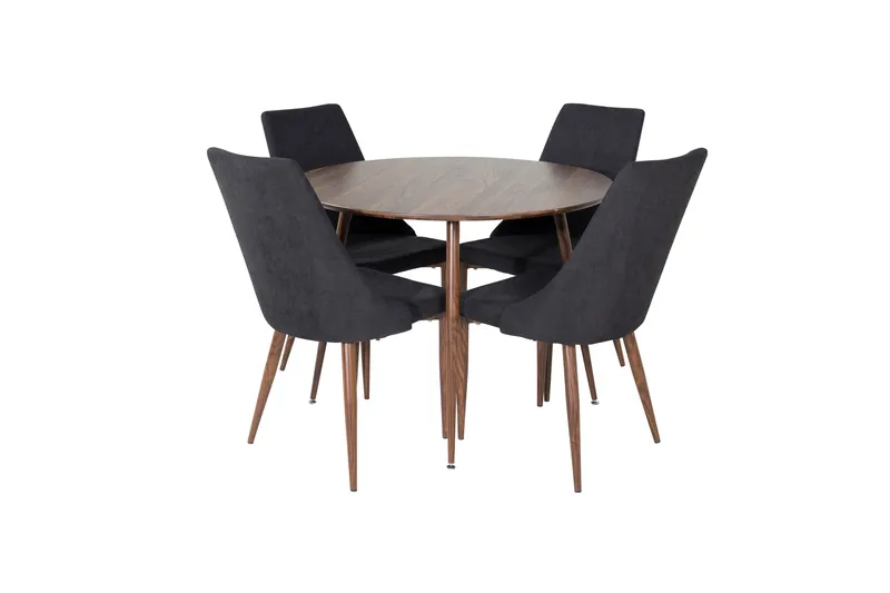 Spisegruppe Venture Home Plaza spisegruppe 100 cm rund med 4 Leone-stole Sort/Natur, undefined
