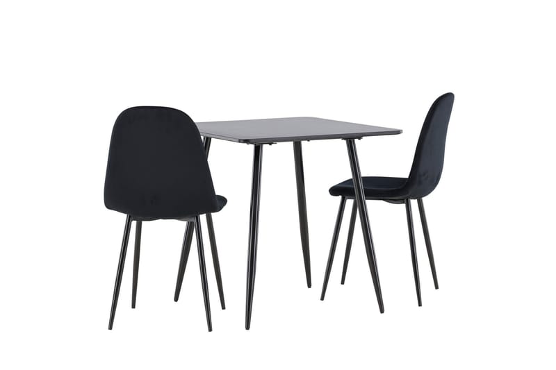 Spisegruppe Venture Home Polar spisegruppe 75 cm kvadratisk med 2 Polar-stole Sort/Sort/Sort - Møbler - Borde - Spisebordssæt