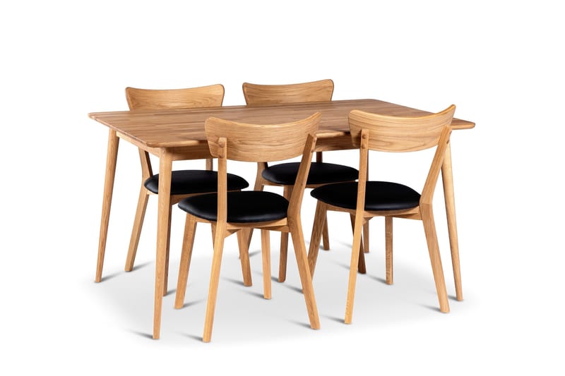 Spisegrupper Stenexpo Alborg Spisegruppe 140 cm med 4 Eksjö Stole i massivt træ Lysebrun,Natur, undefined