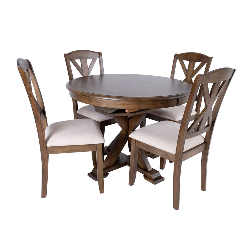 Spisestuesæt HOME4YOU James bord og 6 stole - Brun - Møbler - Borde - Spisebordssæt