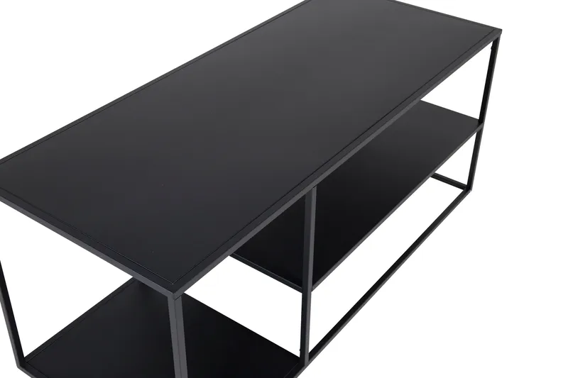 Staal 50 cm Rektangulært Sofabord med Hylder i Metal - Sort - Møbler - Borde - Sofabord