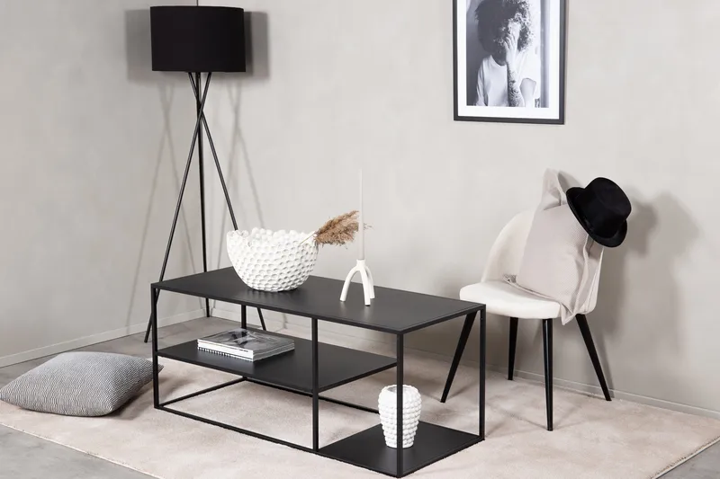 Staal 50 cm Rektangulært Sofabord med Hylder i Metal - Sort - Møbler - Borde - Sofabord