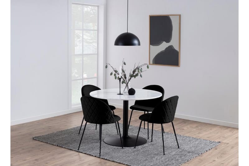 Stabby Rundt Spisebord 110 cm i Marmor - Hvid - Møbler - Borde - Spisebord og køkkenbord