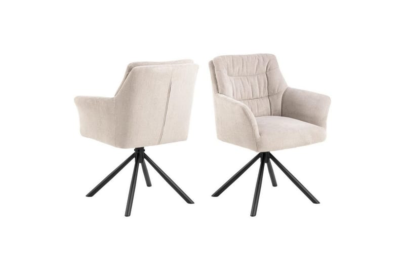 Stabby Spisegruppe Rund 110 Cm + 4 Spisestuestole - Sort/Hvid/Beige - Møbler - Borde - Spisebordssæt