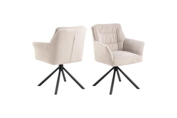 Stabby Spisegruppe Rund 110 Cm + 4 Spisestuestole - Sort/Hvid/Beige - Møbler - Borde - Spisebordssæt