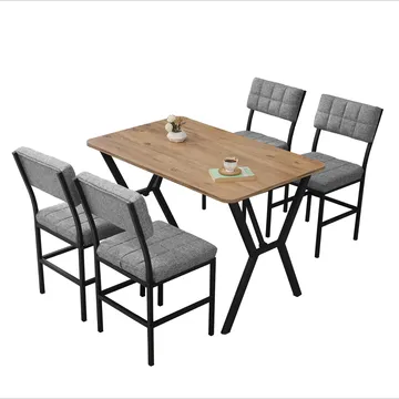 Stedum spisegruppe bord 110 cm + 4 stole - Grå og Valnød - Møbler - Borde - Spisebordssæt