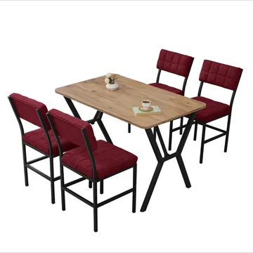Stedum spisegruppe bord 110 cm + 4 stole - Vinrød og Valnød - Møbler - Borde - Spisebordssæt