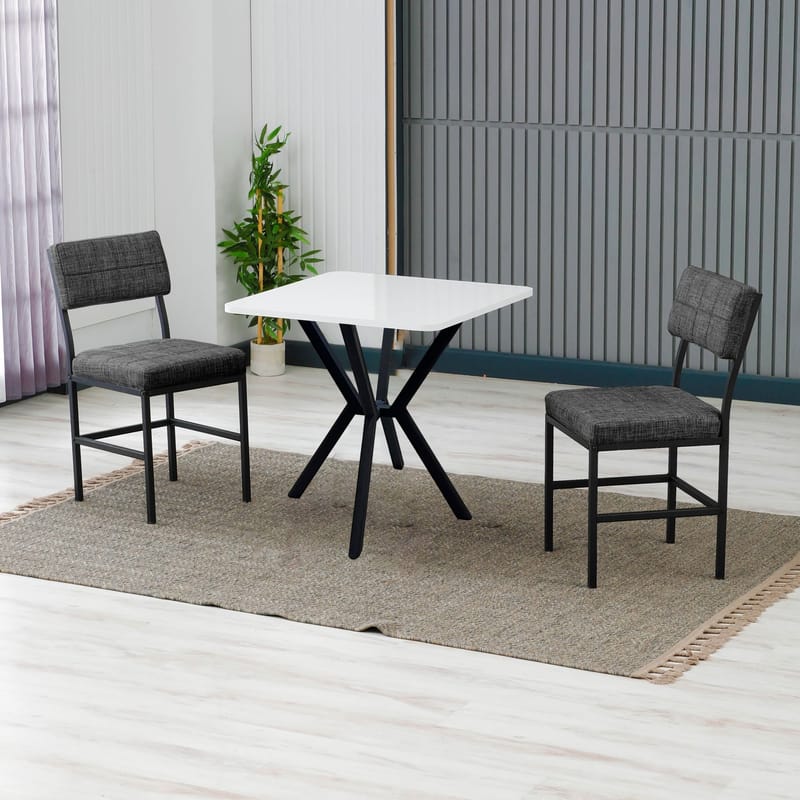 Stedum spisegruppe bord 70 cm + 2 stole - Antracit og Hvid - Møbler - Borde - Spisebordssæt