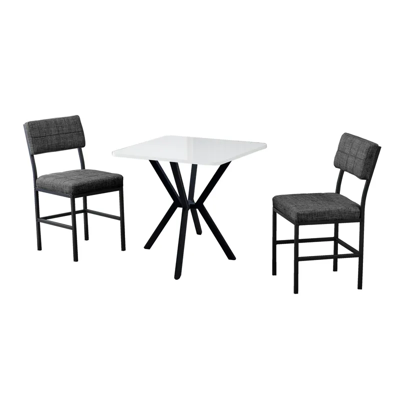 Stedum spisegruppe bord 70 cm + 2 stole, Antracit og Hvid