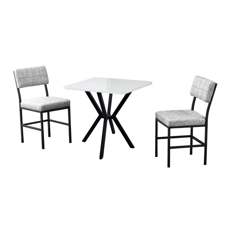 Stedum spisegruppe bord 70 cm + 2 stole, Grå og Hvid