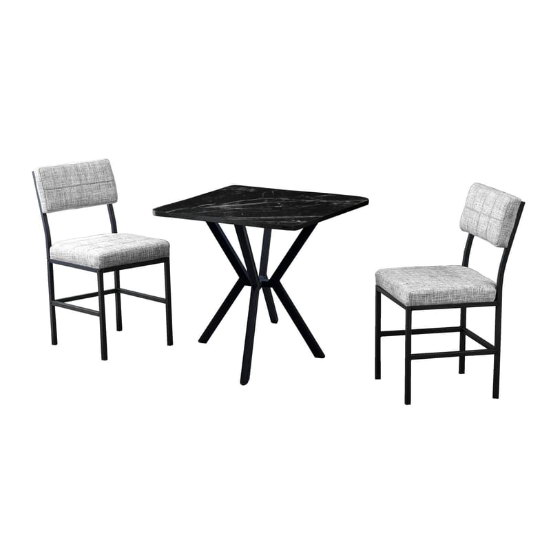 Stedum spisegruppe bord 70 cm + 2 stole, Grå og Sort