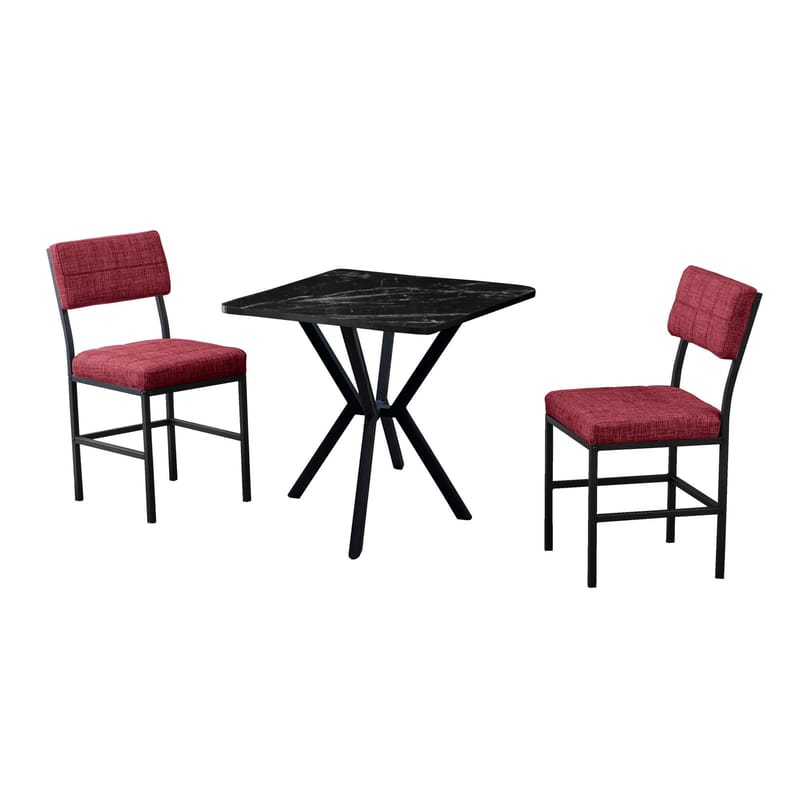Stedum spisegruppe bord 70 cm + 2 stole, Vinrød Sort