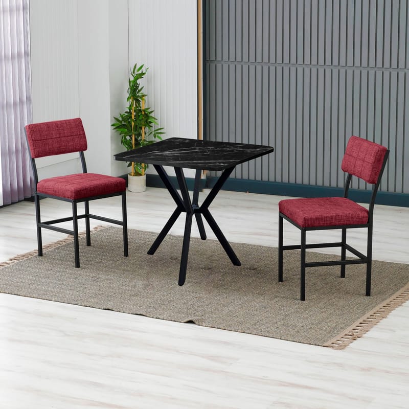Stedum spisegruppe bord 70 cm + 2 stole - Vinrød Sort - Møbler - Borde - Spisebordssæt