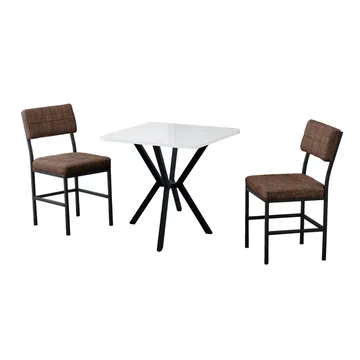 Stedum spisegruppe bord 70 cm + 2 stole - Brun Hvid - Møbler - Borde - Spisebordssæt
