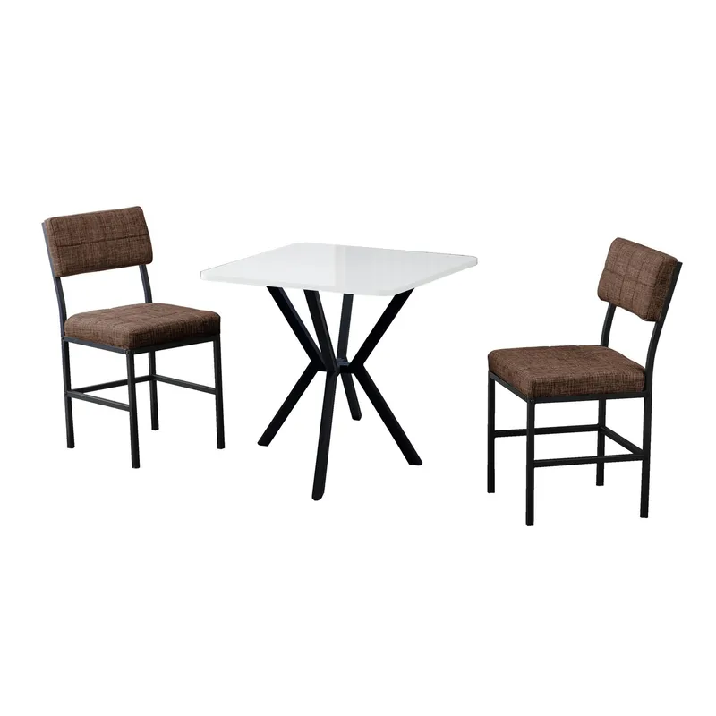 Stedum spisegruppe bord 70 cm + 2 stole, Brun Hvid