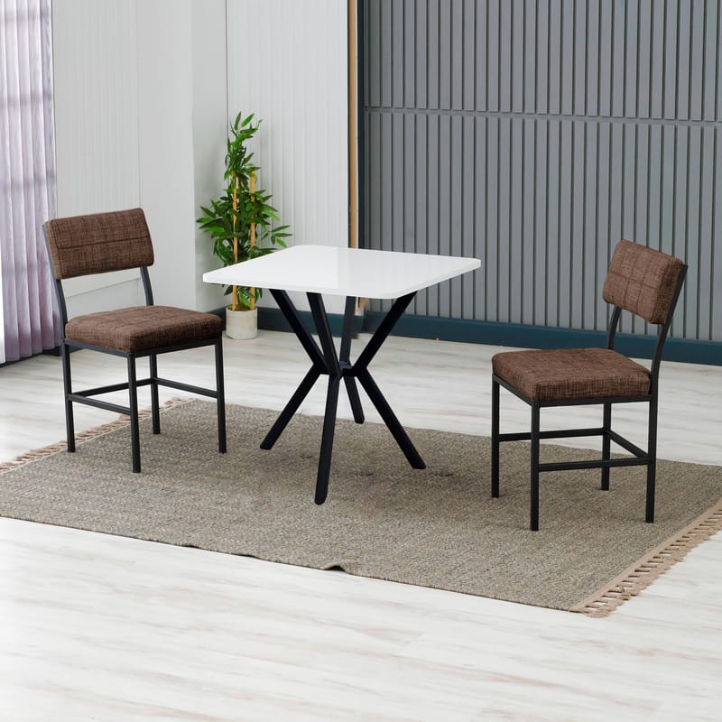 Stedum spisegruppe bord 70 cm + 2 stole - Brun Hvid - Møbler - Borde - Spisebordssæt