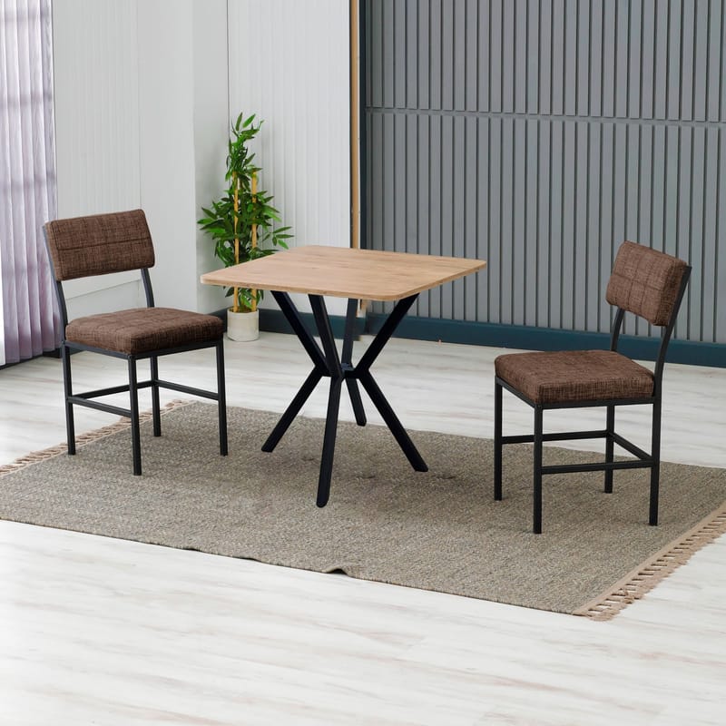 Stedum spisegruppe bord 70 cm + 2 stole - Brun og Valnød - Møbler - Borde - Spisebordssæt