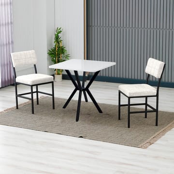 Stedum spisegruppe bord 70 cm + 2 stole - Creme Hvid - Møbler - Borde - Spisebordssæt
