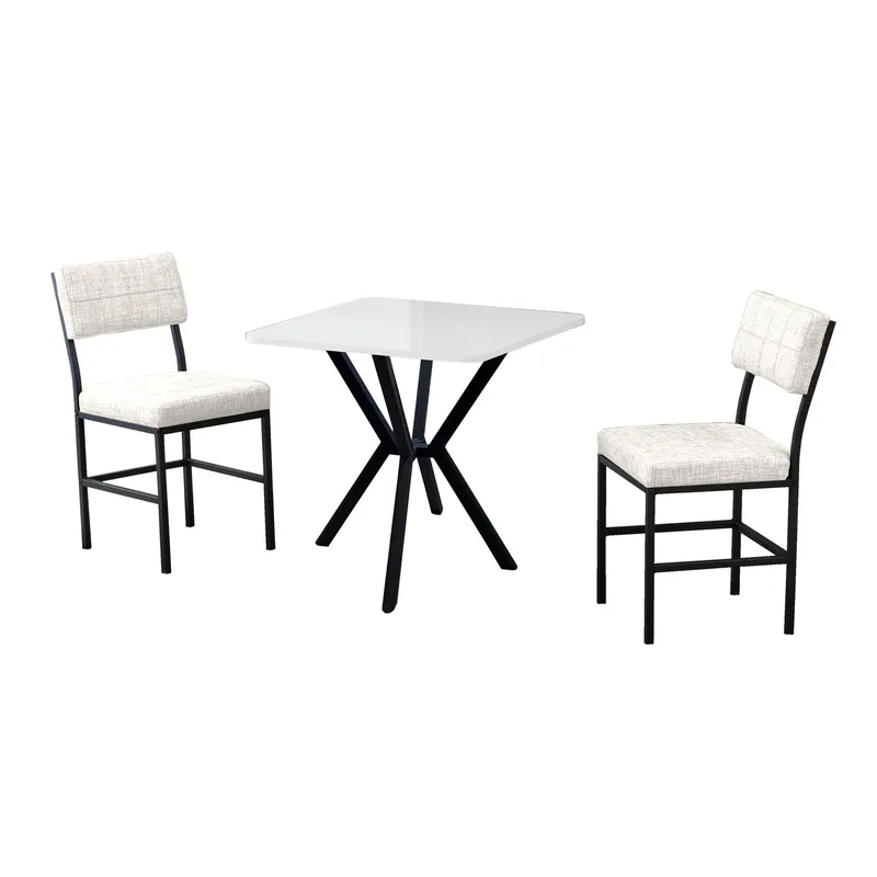 Stedum spisegruppe bord 70 cm + 2 stole, Creme Hvid