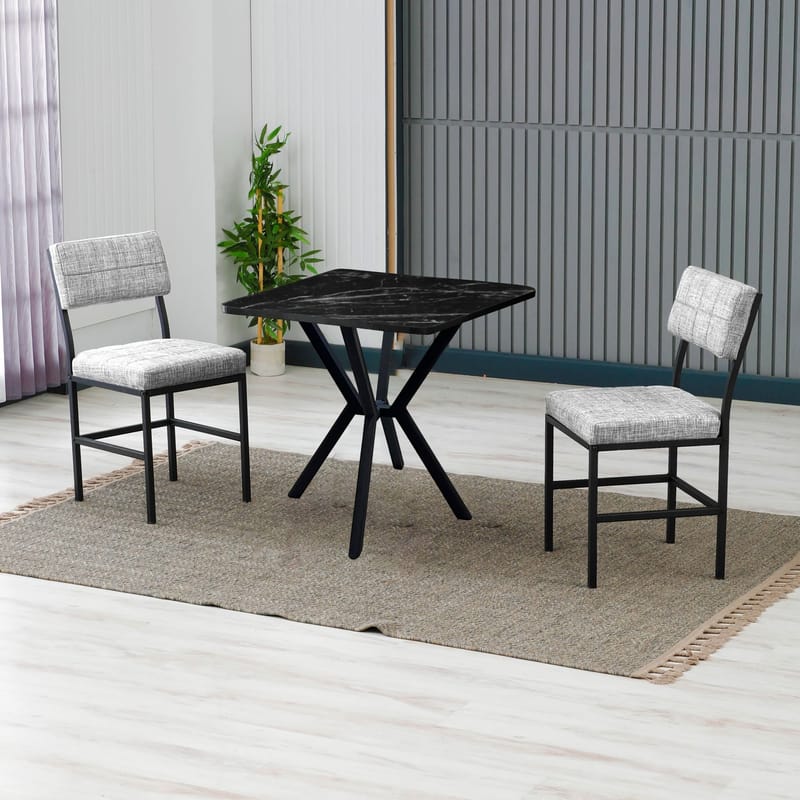 Stedum spisegruppe bord 70 cm + 2 stole - Grå og Sort - Møbler - Borde - Spisebordssæt