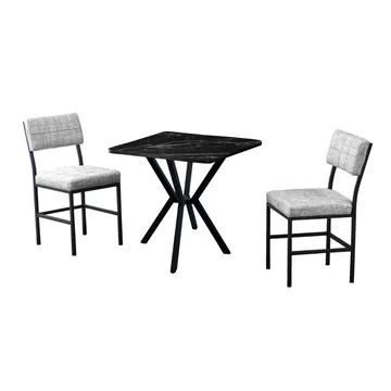 Stedum spisegruppe bord 70 cm + 2 stole - Grå og Sort - Møbler - Borde - Spisebordssæt