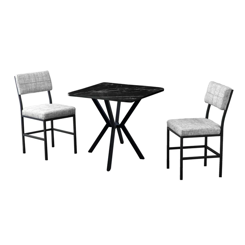 Stedum spisegruppe bord 70 cm + 2 stole, Grå og Sort