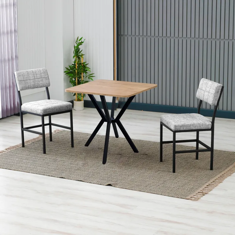 Stedum spisegruppe bord 70 cm + 2 stole - Grå Valnød - Møbler - Borde - Spisebordssæt