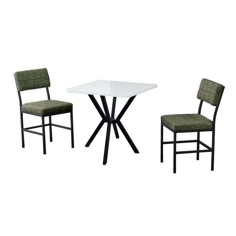 Stedum spisegruppe bord 70 cm + 2 stole, Grøn Hvid