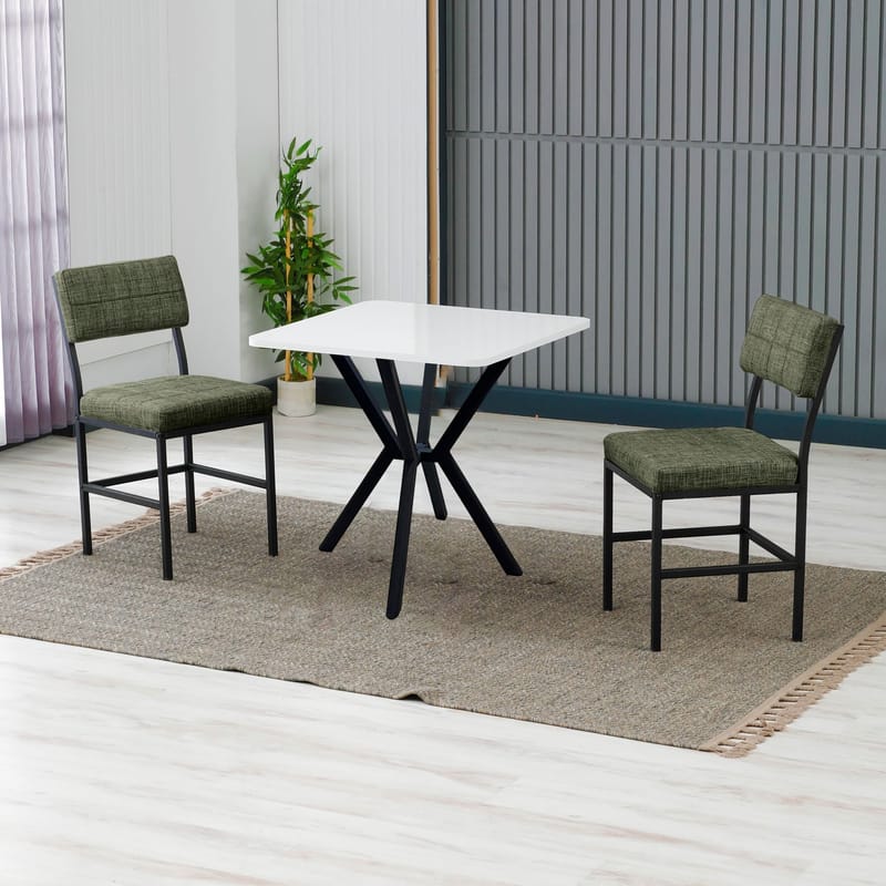 Stedum spisegruppe bord 70 cm + 2 stole - Grøn Hvid - Møbler - Borde - Spisebordssæt