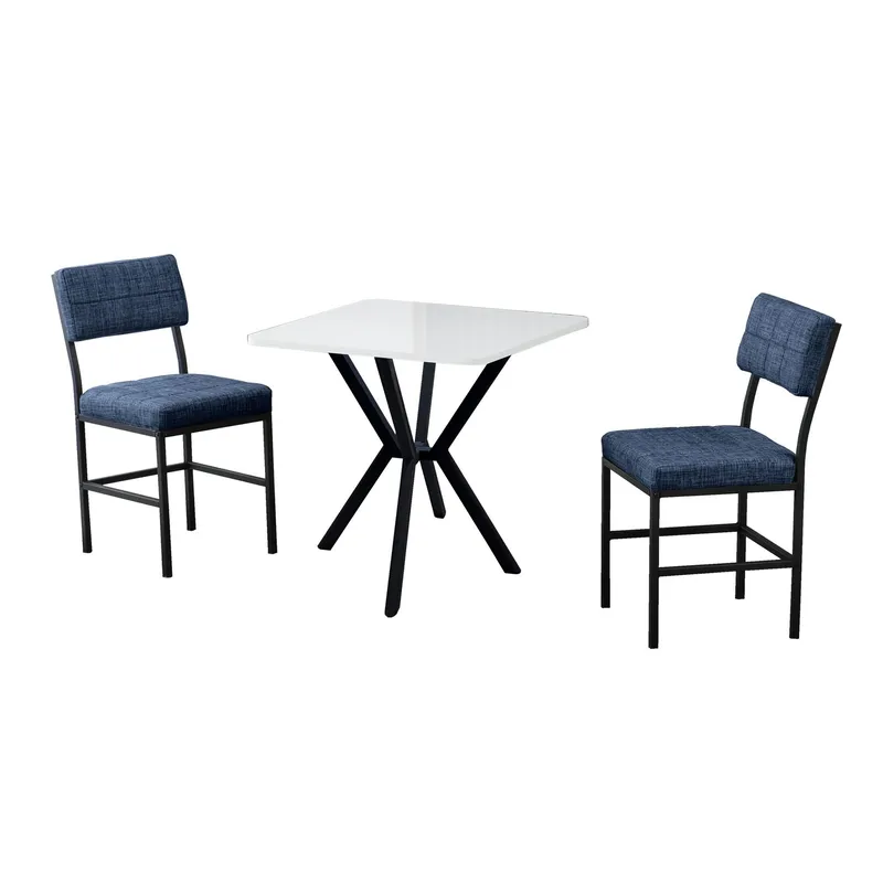 Stedum spisegruppe bord 70 cm + 2 stole, Marineblå og Hvid