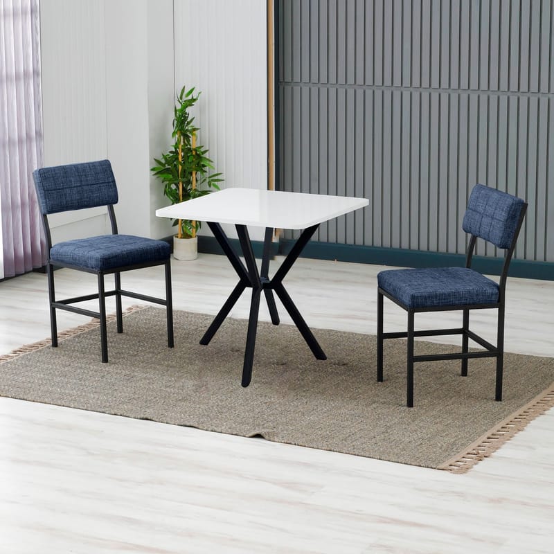 Stedum spisegruppe bord 70 cm + 2 stole - Marineblå og Hvid - Møbler - Borde - Spisebordssæt