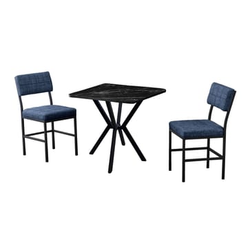 Stedum spisegruppe bord 70 cm + 2 stole - Marineblå og Sort - Møbler - Borde - Spisebordssæt