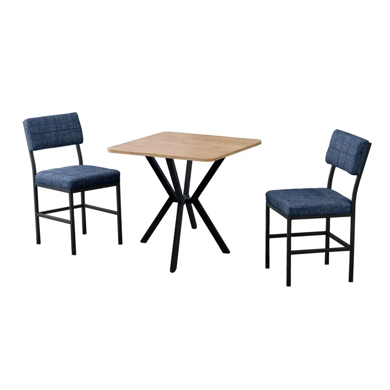 Stedum spisegruppe bord 70 cm + 2 stole, Marineblå og Valnød