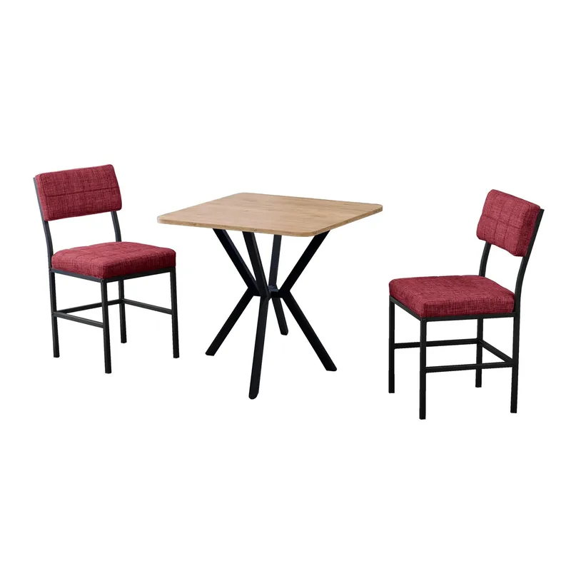 Stedum spisegruppe bord 70 cm + 2 stole, Vinrød Valnød