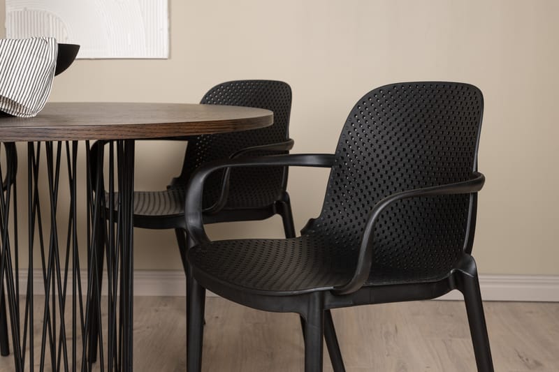 Stonaro Spisebordssæt 120 cm Rund med 4 Baltio Stole - Sort - Møbler - Borde - Spisebordssæt
