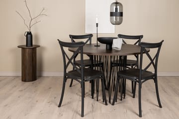 Stonaro Spisebordssæt 120 cm Rund med 4 Crosett Stole - Sort - Møbler - Borde - Spisebordssæt