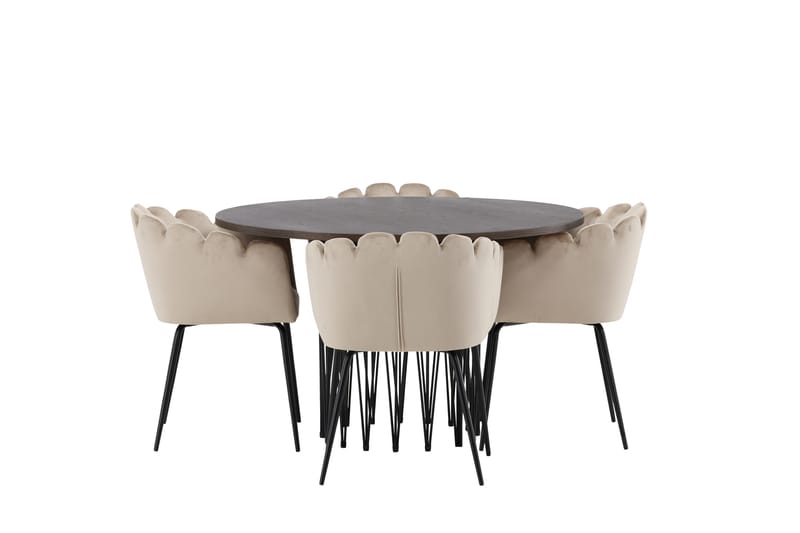 Stonaro Spisebordssæt 120 cm Rund med 4 Limhamn Stole - Beige - Møbler - Borde - Spisebordssæt