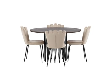 Stonaro Spisebordssæt 120 cm Rund med 4 Limhamn Stole - Beige - Møbler - Borde - Spisebordssæt