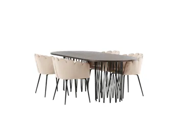 Stonaro Spisebordssæt 220 cm Oval med 4 Limhamn Stole - Beige - Møbler - Borde - Spisebordssæt