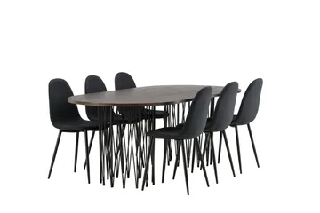 Stonaro Spisebordssæt 220 cm Oval med 6 Bennie Stole - Sort - Møbler - Borde - Spisebordssæt