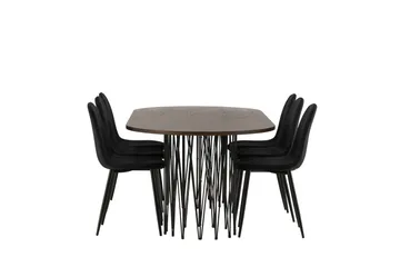 Stonaro Spisebordssæt 220 cm Oval med 6 Bennie Stole - Sort - Møbler - Borde - Spisebordssæt