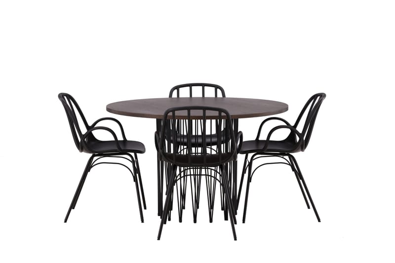 Stone Spisebordssæt 120 cm Rund med 4 Dyrön Stole, Svart