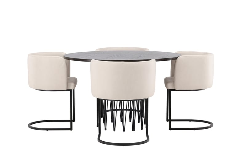 Stone Spisebordssæt 120 cm Rund med 4 Simrishamn Stole - Beige - Møbler - Borde - Spisebordssæt