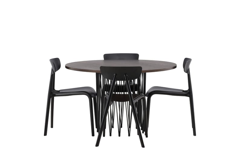 Stone Spisebordssæt 120 cm Rund med 4 Ursholmen Stole, Svart