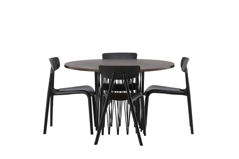 Stone Spisebordssæt 120 cm Rund med 4 Ursholmen Stole, Svart