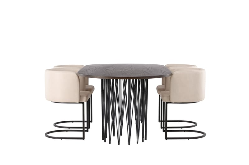 Stone Spisebordssæt 220 cm Oval med 4 Simrishamn Stole - Beige - Møbler - Borde - Spisebordssæt