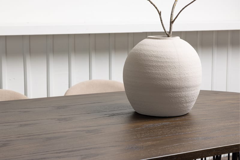 Stone Spisebordssæt 220 cm Rektangulær med 6 Velvet Stole - Beige - Møbler - Borde - Spisebordssæt