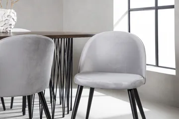 Stone Spisebordssæt 220 cm Rektangulær med 6 Velvet Stole - Grå - Møbler - Borde - Spisebordssæt