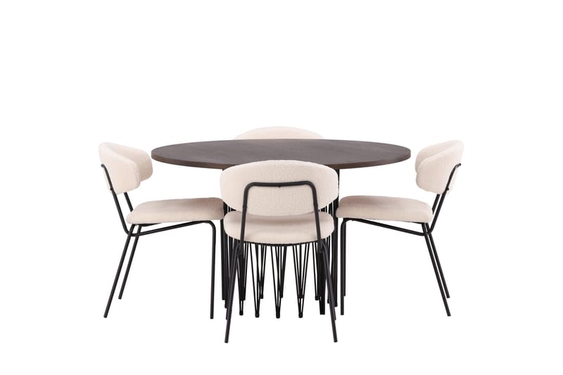 Stone Spisegruppe 120 cm Rund med 4 Chico Stole, Svart
