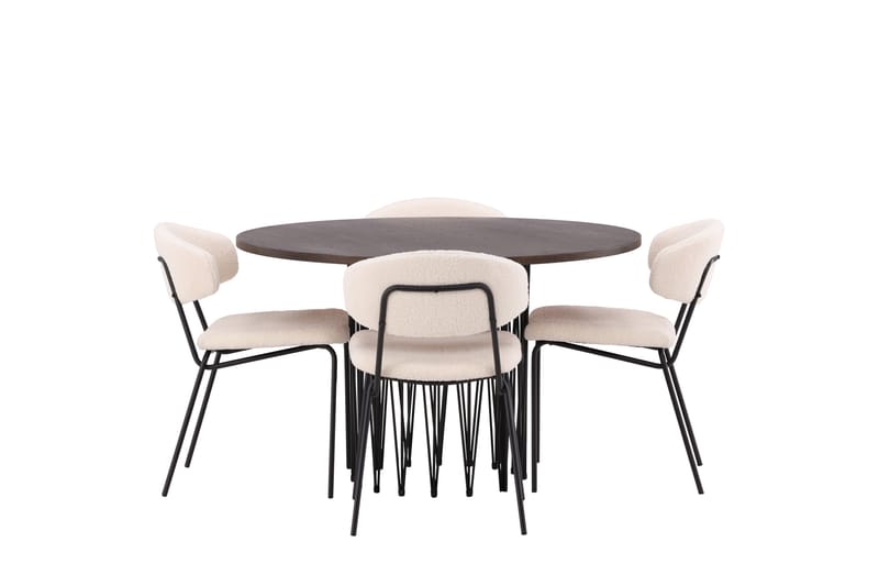 Stone Spisegruppe 120 cm Rund med 4 Chico Stole - Svart - Møbler - Borde - Spisebordssæt